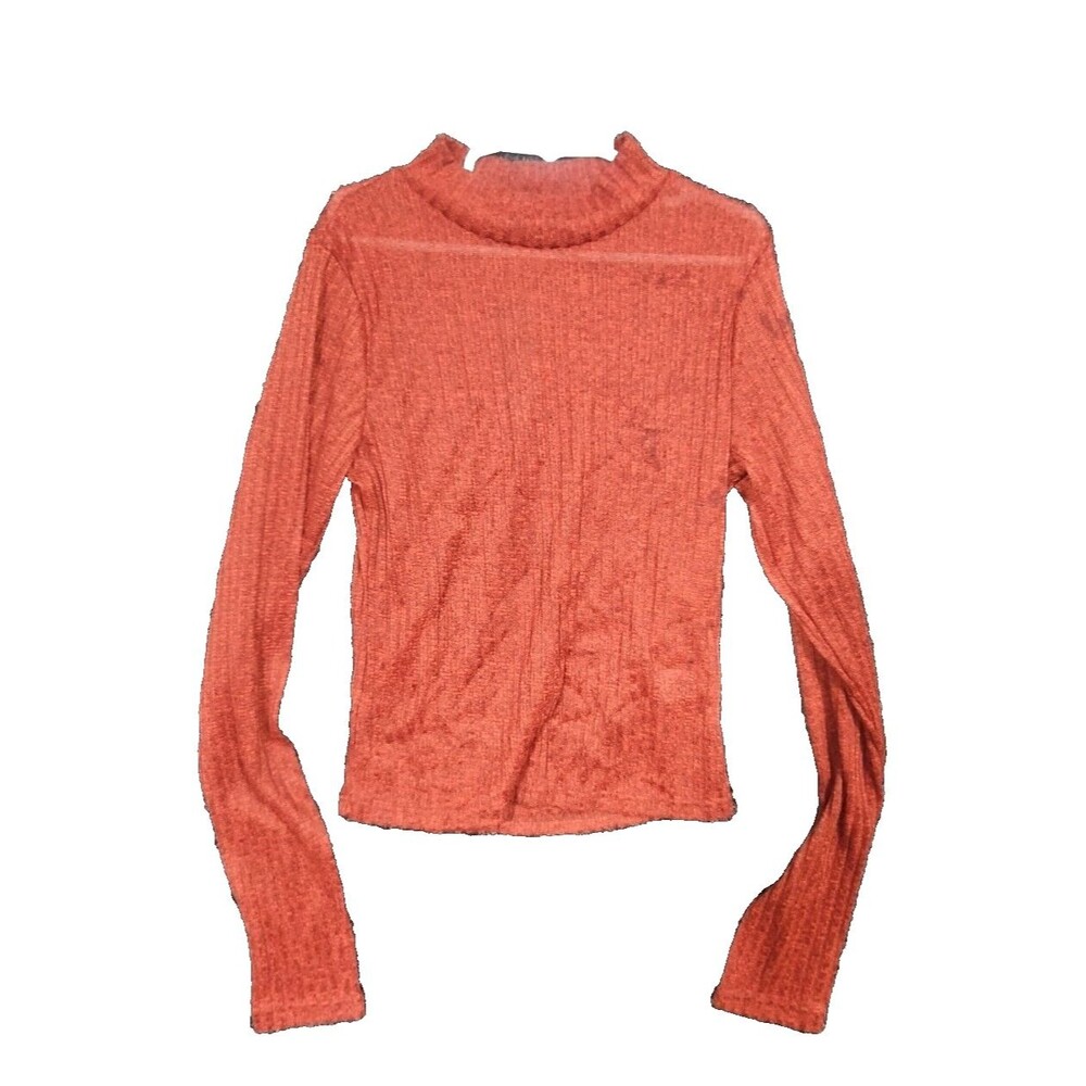 Brit & Bri Shirt Women's M Medium High Neck Long Sleeve  Cropped Blouse NEW NWT